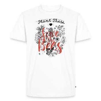 Plant these save the bees - hippie nature environment - Men's Premium Organic T-Shirt - white - Front - Nico (187cm)