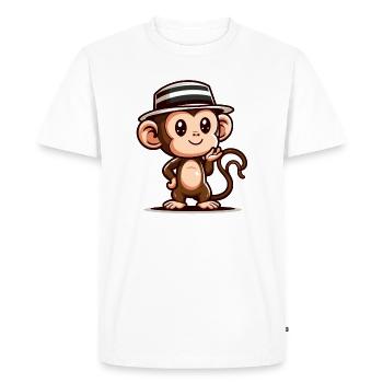 Cute monkey with hat - Men's Premium Organic T-Shirt - white - Front - Nico (187cm)