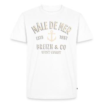 Mâle de Mer Breizh Co - T-shirt Premium bio Homme - blanc - Devant - Nico (187cm)