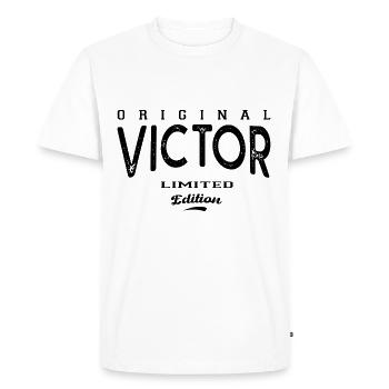Victor Tshirt personnalisé prénom Victor - T-shirt Premium bio Homme - blanc - Devant - Nico (187cm)