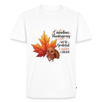 Grateful Canadian - Men's Premium Organic T-Shirt - white - Front - Nico (187cm)