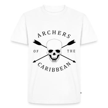 Motif de tir à l’arc amusant avec crâne, flèches - T-shirt Premium bio Homme - blanc - Devant - Nico (187cm)