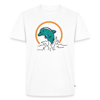 Dolphin vintage style fish orange gift ocean - Men's Premium Organic T-Shirt - white - Front - Nico (187cm)