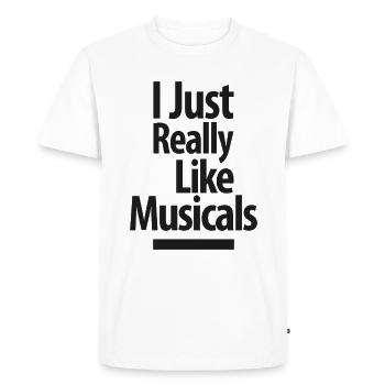J'aime vraiment les comédies musicales - T-shirt Premium bio Homme - blanc - Devant - Nico (187cm)