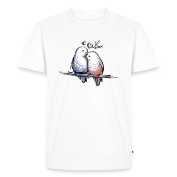 Oiseaux aimants - T-shirt Premium bio Homme - blanc - Devant - Nico (187cm)