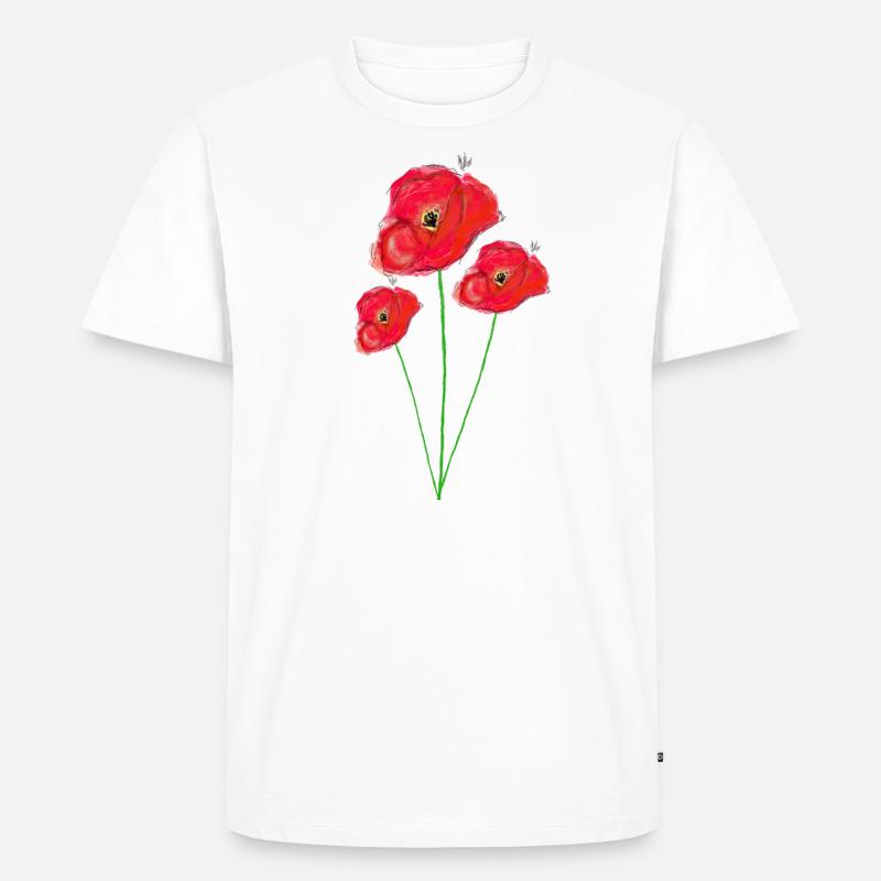 Blumenstrauß Mohnblumen malen - Männer Premium Bio T-Shirt - Weiß