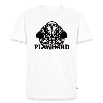 Dart Darts - Cadeau Play Hard pour les fans de fléchettes - T-shirt Premium bio Homme - blanc - Devant - Nico (187cm)