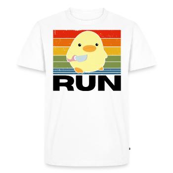 Run canard avec couteau meme drôle disant vintage - T-shirt Premium bio Homme - blanc - Devant - Nico (187cm)
