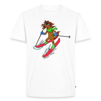 Comic horse skis - Men's Premium Organic T-Shirt - white - Front - Nico (187cm)