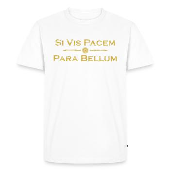 Si Vis Pacem Para Bellum - Proverbe latin - T-shirt Premium bio Homme - blanc - Devant - Nico (187cm)