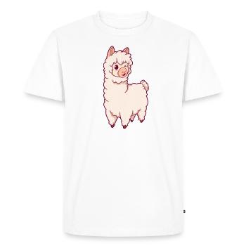 Kawaii Lama - Alpaca - Men's Premium Organic T-Shirt - white - Front - Nico (187cm)