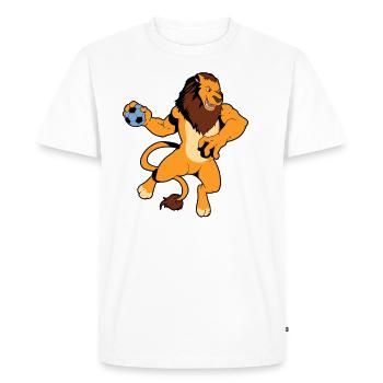 Comic Lion joue au handball - T-shirt Premium bio Homme - blanc - Devant - Nico (187cm)