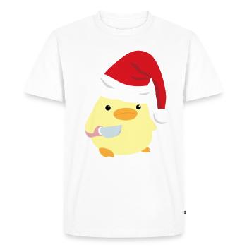 Canard avec couteau Mème Canard de Noël avec couteau - T-shirt Premium bio Homme - blanc - Devant - Nico (187cm)