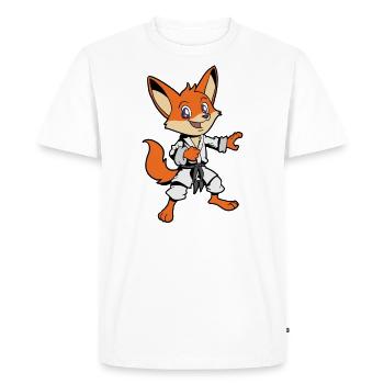 Comic Fuchs makes karate - Men's Premium Organic T-Shirt - white - Front - Nico (187cm)