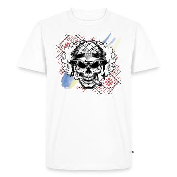 Humour ukrainien Ukraine drapeau Ukraine chemise - T-shirt Premium bio Homme - blanc - Devant - Nico (187cm)