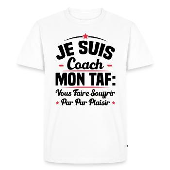 Je suis coach, Humour cadeau sportif coach - T-shirt Premium bio Homme - blanc - Devant - Nico (187cm)