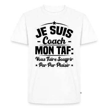 Je suis coach, Humour cadeau sportif coach - T-shirt Premium bio Homme - blanc - Devant - Nico (187cm)