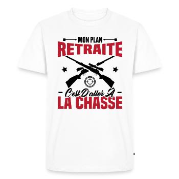Mon plan retraite c'est d'aller à la chasse - T-shirt Premium bio Homme - blanc - Devant - Nico (187cm)