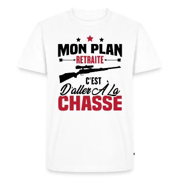 Mon plan retraite c'est d'aller à la chasse - T-shirt Premium bio Homme - blanc - Devant - Nico (187cm)