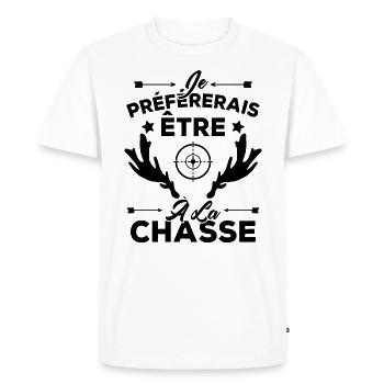Je préférerais être à la chasse, Cadeau Chasseur - T-shirt Premium bio Homme - blanc - Devant - Nico (187cm)