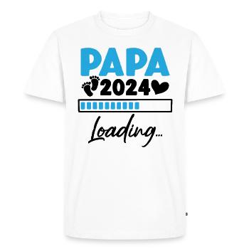 Papa 2024 Loading Annonce Grossesse Futur Papa - T-shirt Premium bio Homme - blanc - Devant - Nico (187cm)