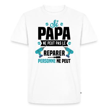 Si papa ne peut pas le réparer, personne ne peut - T-shirt Premium bio Homme - blanc - Devant - Nico (187cm)