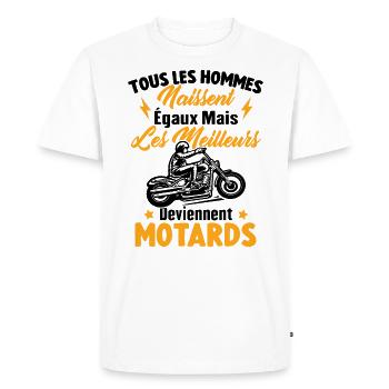 Les meilleurs hommes deviennent motards - T-shirt Premium bio Homme - blanc - Devant - Nico (187cm)