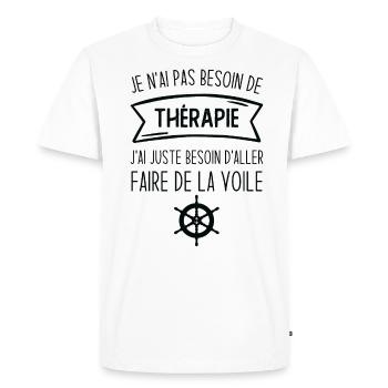 J'ai juste besoin d'aller faire de la voile - T-shirt Premium bio Homme - blanc - Devant - Nico (187cm)