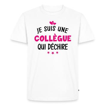 Je suis une collègue qui déchire - T-shirt Premium bio Homme - blanc - Devant - Nico (187cm)