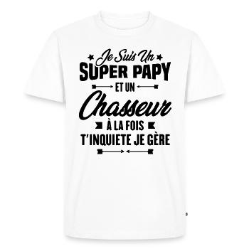 Je suis un super papy et un chasseur, Cadeau papy - T-shirt Premium bio Homme - blanc - Devant - Nico (187cm)