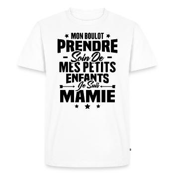Prendre soin de mes petits enfants, Je suis mamie - T-shirt Premium bio Homme - blanc - Devant - Nico (187cm)