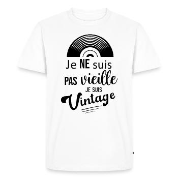 Je ne suis pas vieille, je suis vintage - T-shirt Premium bio Homme - blanc - Devant - Nico (187cm)