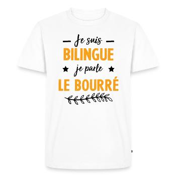 Je suis bilingue je parle le bourré - T-shirt Premium bio Homme - blanc - Devant - Nico (187cm)
