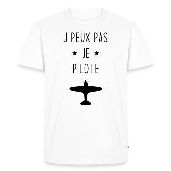 J'peux pas je pilote Cadeau vintage avion - T-shirt Premium bio Homme - blanc - Devant - Nico (187cm)