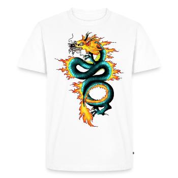Dragon - Long - Men's Premium Organic T-Shirt - white - Front - Nico (187cm)