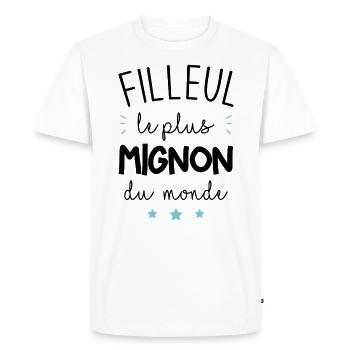Filleul le plus mignon du monde - T-shirt Premium bio Homme - blanc - Devant - Nico (187cm)