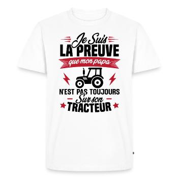Preuve que mon papa tracteur, Papa agriculteur - T-shirt Premium bio Homme - blanc - Devant - Nico (187cm)