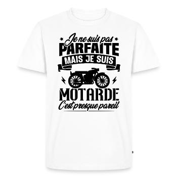 Je ne suis pas parfaite mais je suis motarde - T-shirt Premium bio Homme - blanc - Devant - Nico (187cm)