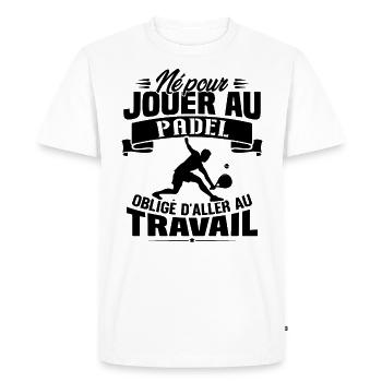 Né pour jouer au padel - Cadeau joueur de padel - T-shirt Premium bio Homme - blanc - Devant - Nico (187cm)