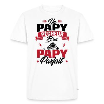 Un papy pêcheur est un papy parfait - T-shirt Premium bio Homme - blanc - Devant - Nico (187cm)