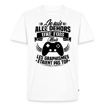 Humour cadeau console graphisme jeux vidéo - T-shirt Premium bio Homme - blanc - Devant - Nico (187cm)