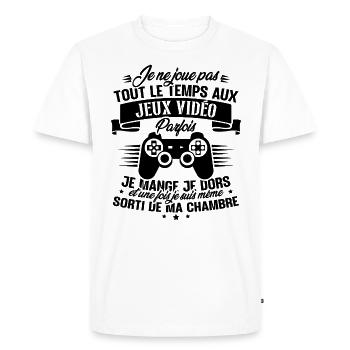 Je ne joue pas tout le temps aux jeux vidéos - T-shirt Premium bio Homme - blanc - Devant - Nico (187cm)