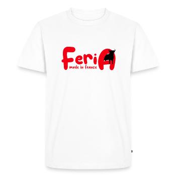 Feria made in France - T-shirt Premium bio Homme - blanc - Devant - Nico (187cm)