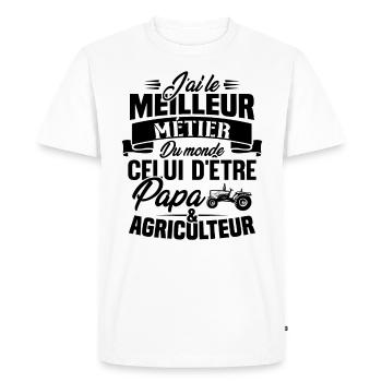 Papa et agriculteur, Cadeau papa agriculteur - T-shirt Premium bio Homme - blanc - Devant - Nico (187cm)