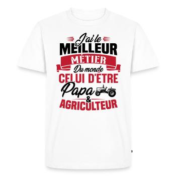 Papa et agriculteur, Cadeau papa agriculteur - T-shirt Premium bio Homme - blanc - Devant - Nico (187cm)