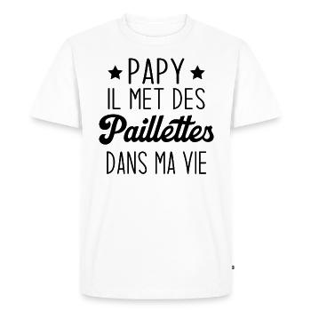 Papy il met des paillettes dans ma vie - T-shirt Premium bio Homme - blanc - Devant - Nico (187cm)