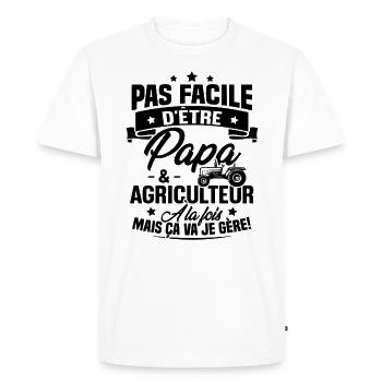 Pas facile d'être papa et agriculteur - T-shirt Premium bio Homme - blanc - Devant - Nico (187cm)