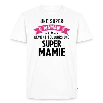 Une super maman devient toujours une super mamie - T-shirt Premium bio Homme - blanc - Devant - Nico (187cm)