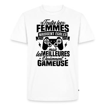 Les meilleures femmes deviennent gameuse - T-shirt Premium bio Homme - blanc - Devant - Nico (187cm)