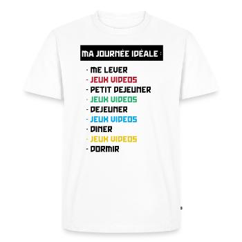 T shirt geek ma journée idéale - T-shirt Premium bio Homme - blanc - Devant - Nico (187cm)
